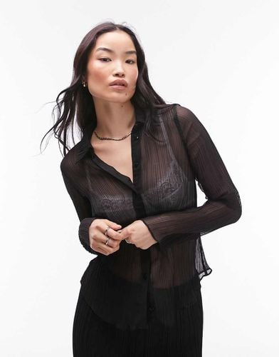 Topshop - Camicia plissé nera-Nero - Topshop - Modalova