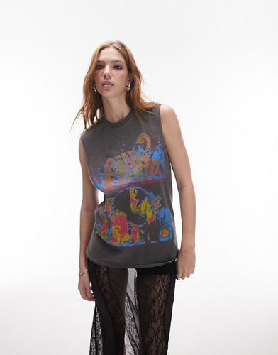 Canotta grigio antracite a coste con grafica "Pink Floyd" su licenza - Topshop - Modalova