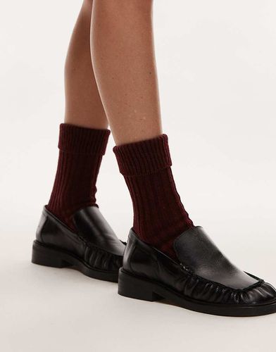 Calzini bordeaux a costine larghe con risvolto - Topshop - Modalova