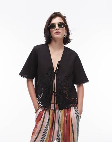 Giacca nera in pizzo sangallo in coordinato - Topshop - Modalova