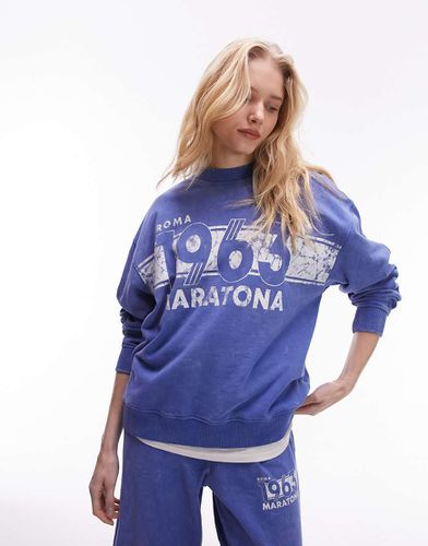 Felpa oversize lavaggio vintage con grafica "1863 Maratona" in coordinato - Topshop - Modalova