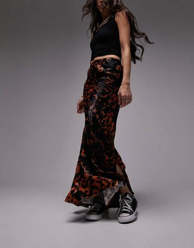 Gonna a sirena animalier in raso - Topshop - Modalova