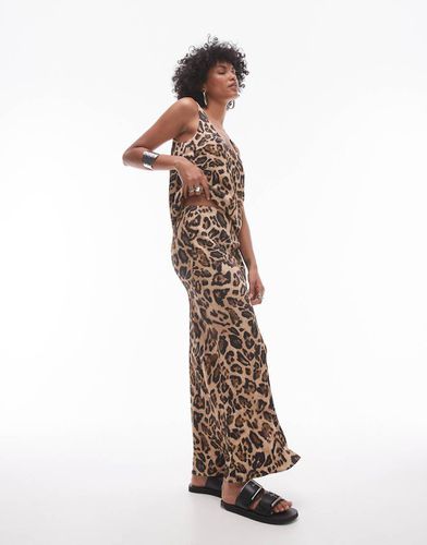 Gonna lunga leopardata in raso in coordinato - Topshop - Modalova