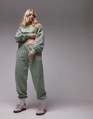 Joggers oversize lavaggio vintage con grafica "Soho" ricamata in coordinato - Topshop - Modalova