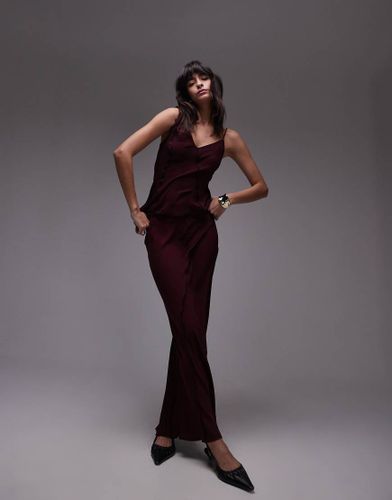 Jupe longue d'ensemble effet effiloché - Bordeaux - Topshop - Modalova