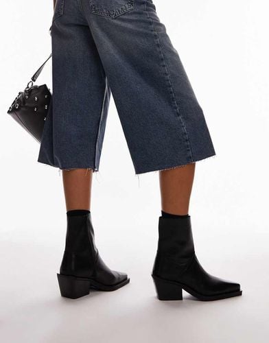 Maddy - Stivaletti stile western neri in pelle con punta rivestita - Topshop - Modalova