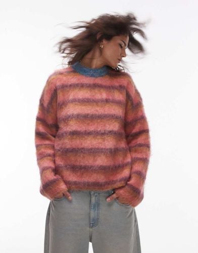 Maglione ultra soffice vestibilità comoda a righe rosa e ocra - Topshop - Modalova