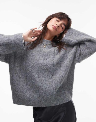 Maglione oversize girocollo in maglia soffice a coste - Topshop - Modalova