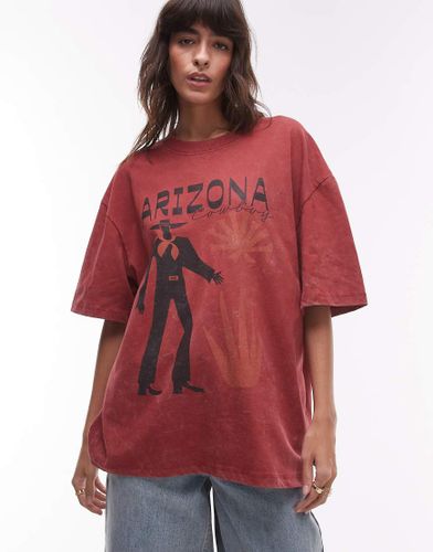 Maglietta oversize bordeaux con stampa "Arizona" - Topshop - Modalova