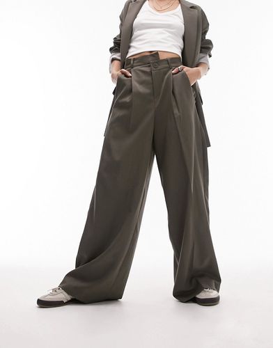 Pantaloni a fondo ampio asimmetrici grigio scuro slavato in coordinato - Topshop - Modalova