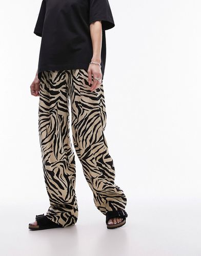Pantaloni a fondo ampio in misto lino zebrati monocromatici - Topshop - Modalova