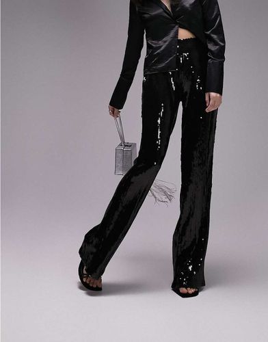 Pantaloni neri con paillettes - Topshop - Modalova