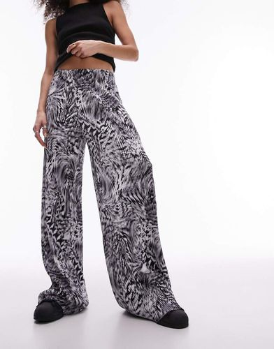 Pantaloni plissé monocromatici con stampa astratta - Topshop - Modalova