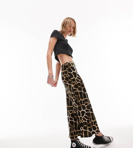 Gonna midi asimmetrica marrone con stampa animalier - Topshop Petite - Modalova