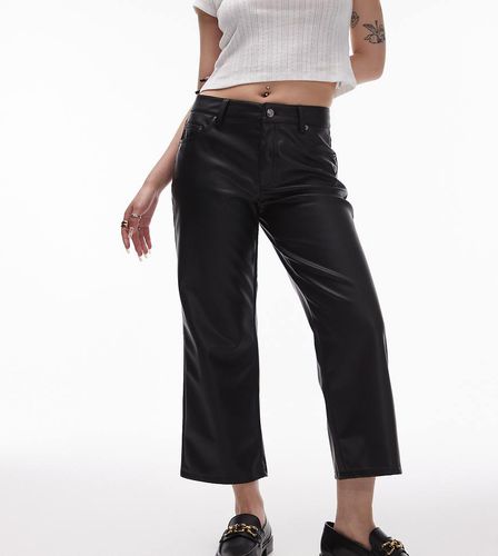 Grazer - Pantaloni alla caviglia dritti in pelle sintetica neri - Topshop Petite - Modalova