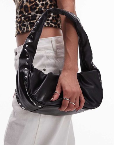 Sasha - Borsa da spalla nera arricciata con borchie - Topshop - Modalova