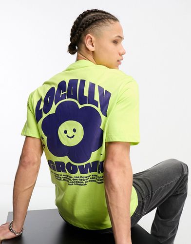 T-shirt gialla con stampa "Locally Grown" - Tealer - Modalova