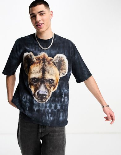 Stoic - T-shirt oversize nera tie-dye con stampa di iena - The Hundreds - Modalova