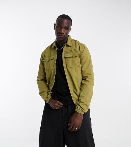 Tall - Camicia giacca oliva con zip e tasche doppie - Threadbare - Modalova