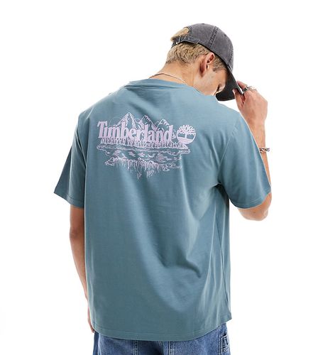 T-shirt oversize blu con stampa grande di montagne sulla schiena - In esclusiva per ASOS - Timberland - Modalova