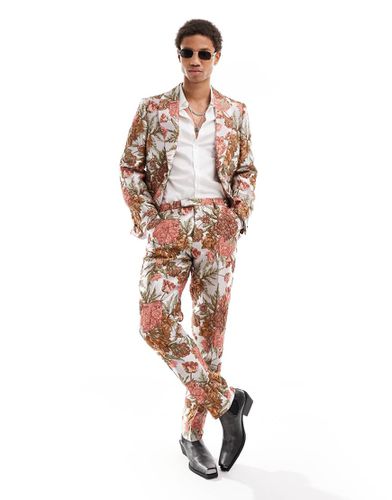 Pantaloni slim con motivo vistoso jacquard a fiori - Twisted Tailor - Modalova