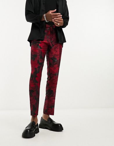 Redmon - Pantaloni da abito rossi a fiori - Twisted Tailor - Modalova