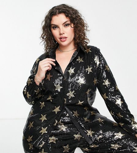 Camicia oversize con stampa a stelle di paillettes in coordinato - Twisted Wunder Plus - Modalova