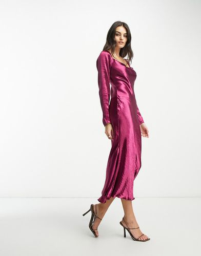 Vestito midi in raso bordeaux con scollo ad anello - Urban Threads - Modalova