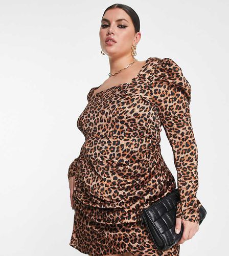 Urban Threads Plus - Vestito con scollo squadrato, maniche voluminose e stampa animalier - Urban Threads Curve - Modalova