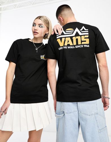 T-shirt unisex nera con stampa sul retro di montagna - Vans - Modalova