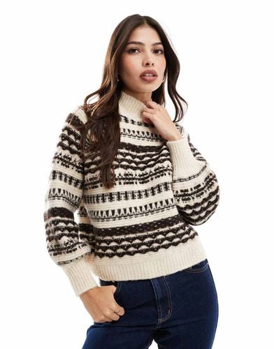 Maglione pesante color crema con motivo Fair Isle marrone - Vero Moda - Modalova