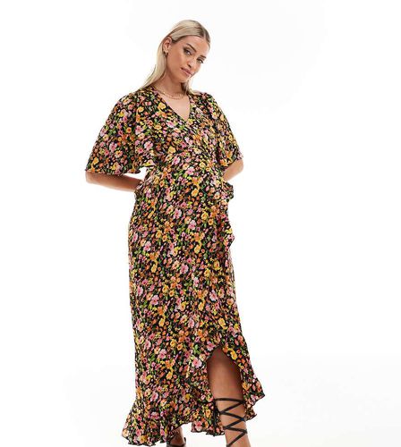 Vestito lungo avvolgente sul davanti con stampa a fiori scura - Vero Moda Maternity - Modalova