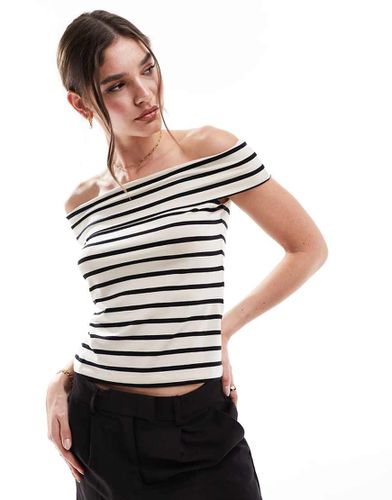 Aware - Top in jersey crema a righe nere con spalle scoperte - Vero Moda - Modalova