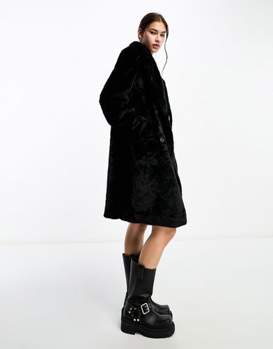 Cappotto lungo in pelliccia sintetica nera - Vero Moda - Modalova