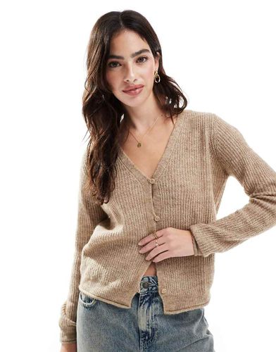 Cardigan beige mélange morbido con bottoni - Vero Moda - Modalova