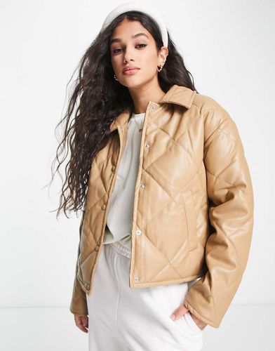 Giacca in pelle sintetica beige trapuntata - Vero Moda - Modalova