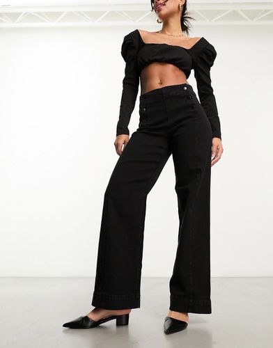 Kayla - Jeans a fondo ampio neri con bottoni - Vero Moda - Modalova