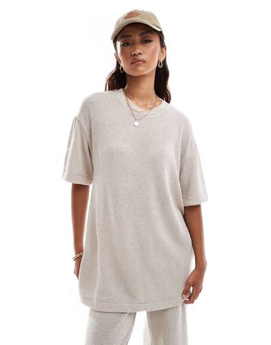 T-shirt oversize in maglia color avena in coordinato - Vero Moda - Modalova