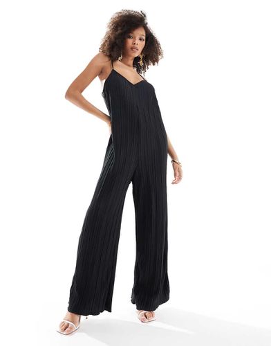 Tuta jumpsuit nera plissé con fondo molto ampio - Vero Moda - Modalova