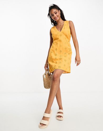 Vestito corto in pizzo sangallo giallo con incrocio sul retro - Vero Moda - Modalova