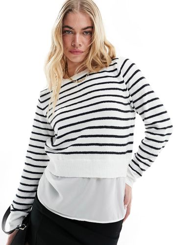 Top ibrido effetto camicia a righe color navy e bianco - Vila - Modalova
