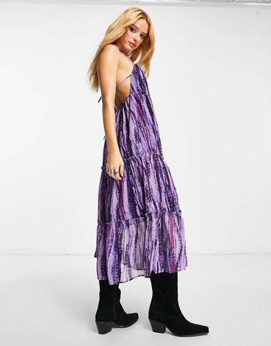 Vioet Romance - Vestito midi a balze allacciato al collo tie-dye - VIOLET ROMANCE - Modalova