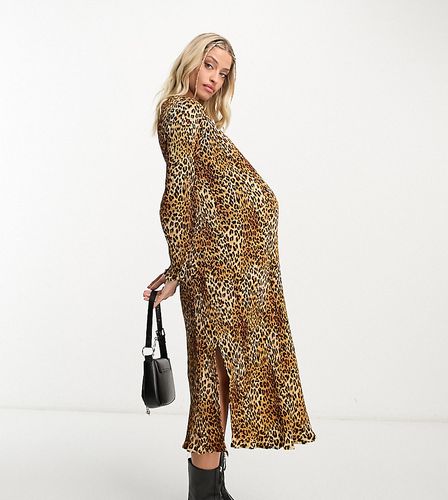 Vestito midi plissé con stampa leopardata - Violet Romance Maternity - Modalova