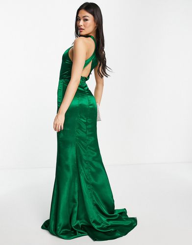 Vestito lungo smeraldo con schiena scoperta - Yaura - Modalova