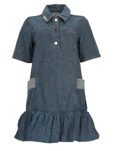 Ganni abito in denim patchwork - ganni - Modalova