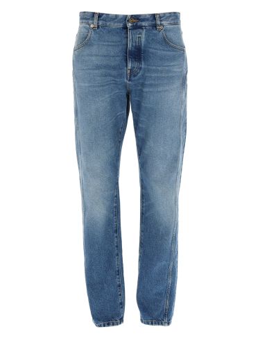 Jeans dritto in denim délavé - balmain - Modalova
