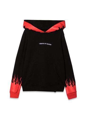 Hoodie with red flames - vision of super - Modalova