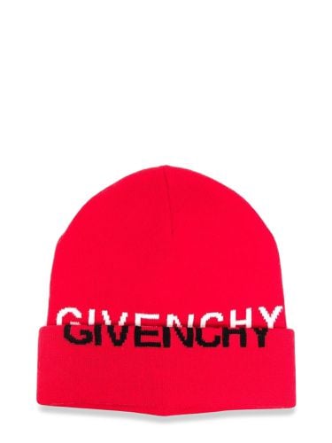 Knitted hat "split" jacquard pattern on hat and turn-up edge - givenchy - Modalova