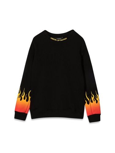 Crewneck with red shaded flames - vision of super - Modalova