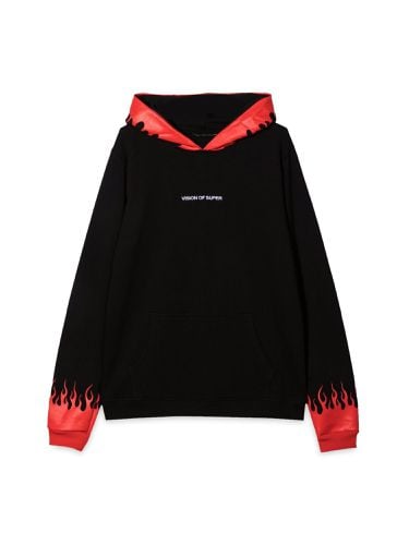 Hoodie with red flames - vision of super - Modalova